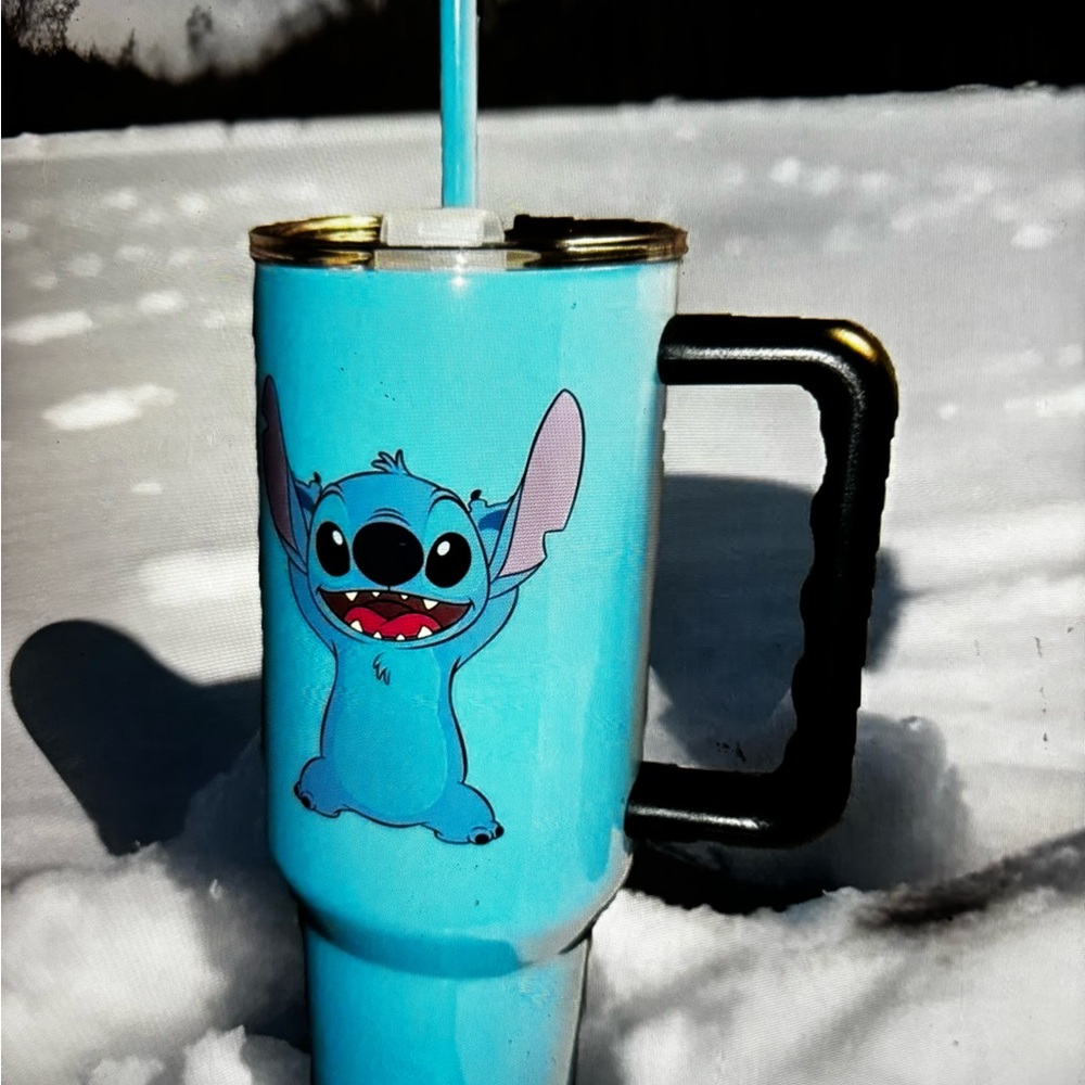 New 40oz Disney Steel Lilo & Stitch Water Bottle Thermos Tumbler Gym Beach